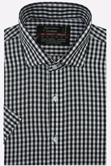 Black Check Formal Shirt (Half Sleeve)