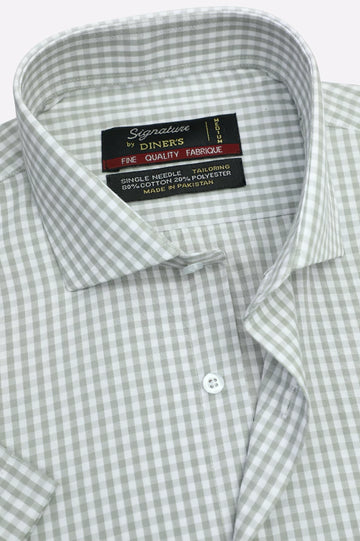 Gingham Check Formal Shirt (Half Sleeves)