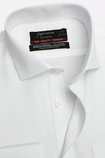 White Chevron Self Formal Shirt