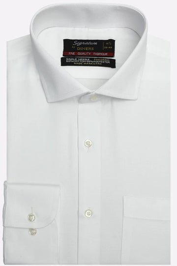 White Chevron Self Formal Shirt
