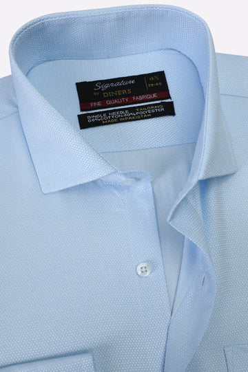 Sky Blue Self Textured Formal Shirt