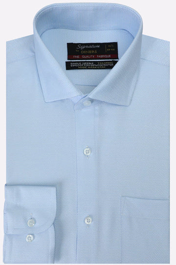 Sky Blue Self Textured Formal Shirt