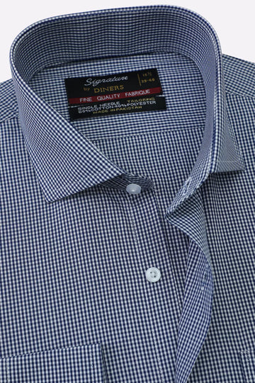 Blue Mini-Check Formal Shirt