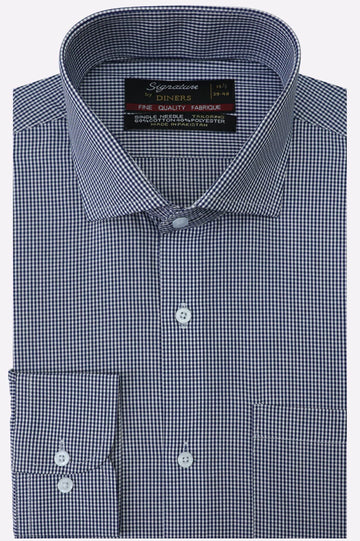 Blue Mini-Check Formal Shirt