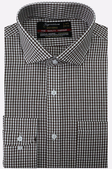 Brown Mini-Check Formal Shirt