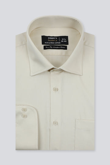 Beige Plain Formal Men Shirt