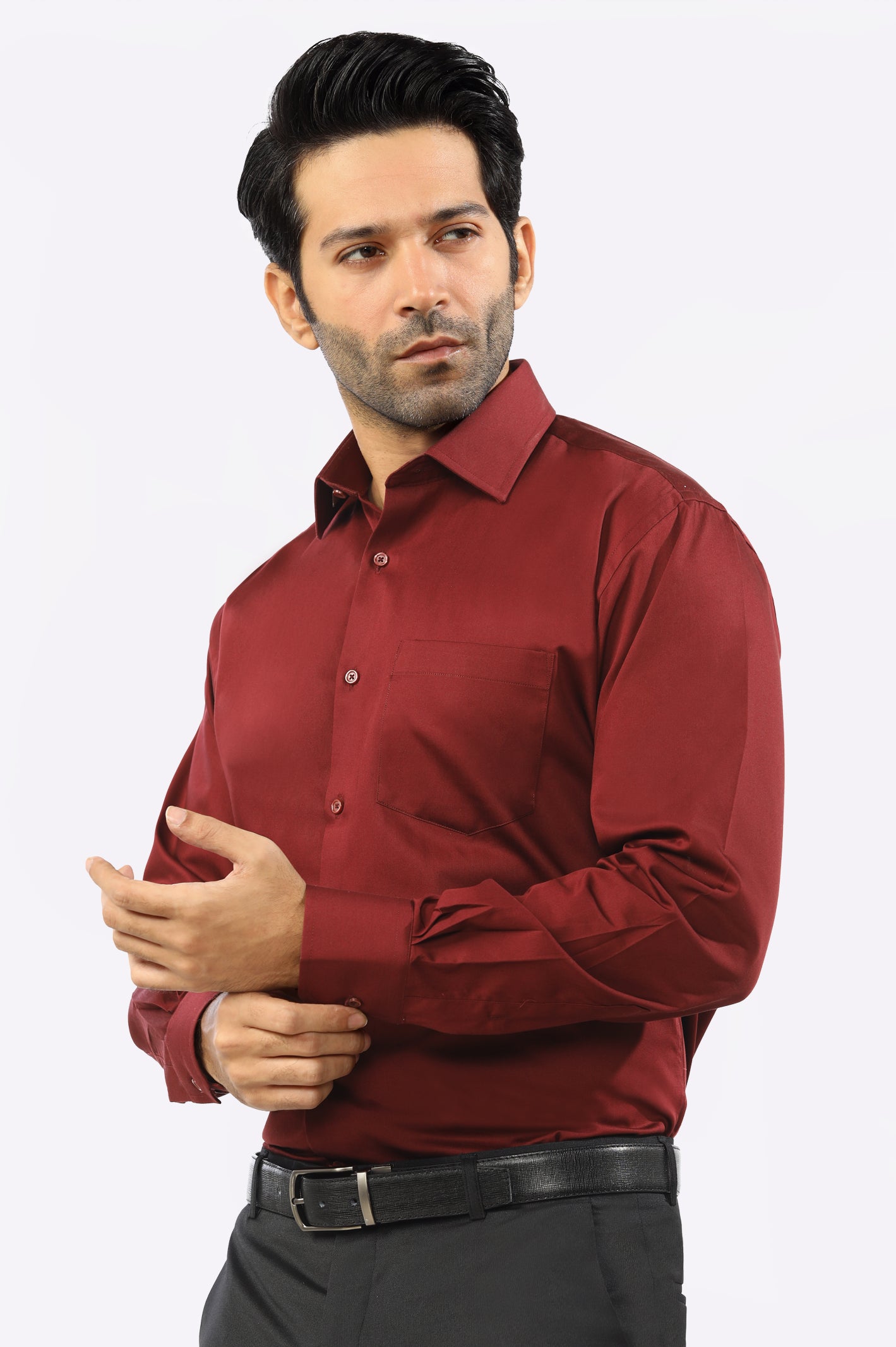 Maroon Plain Formal Shirt From Diners