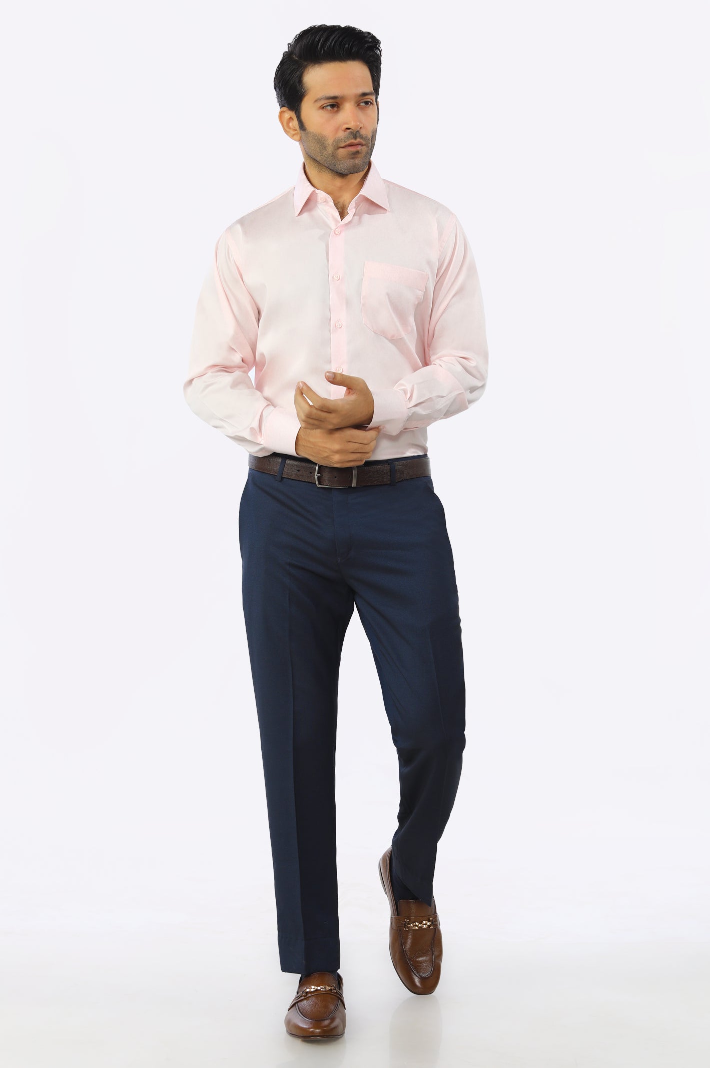 Pink Plain Formal Shirt From Diners