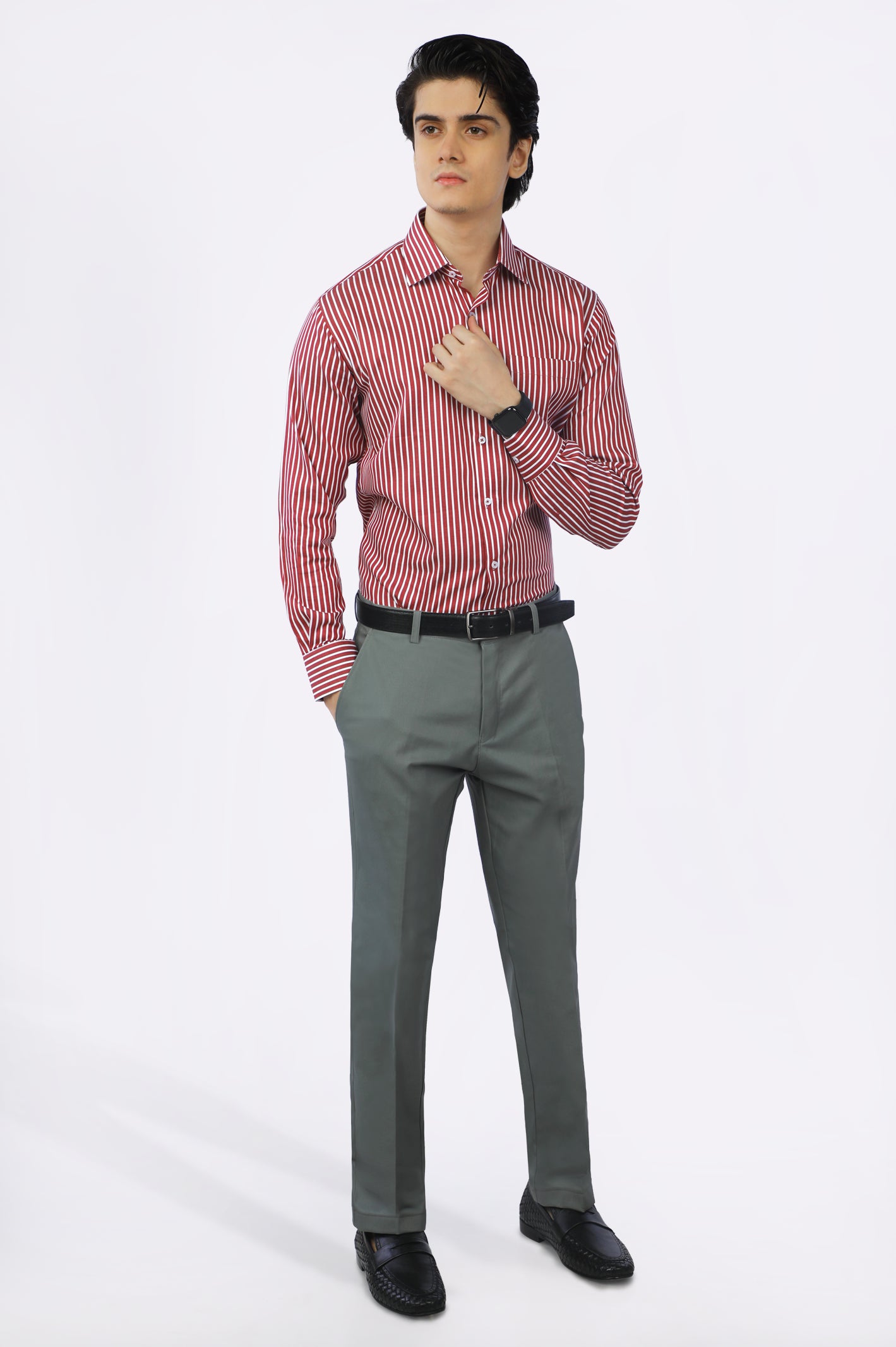 Maroon Pinstripe Formal Shirt From Diners