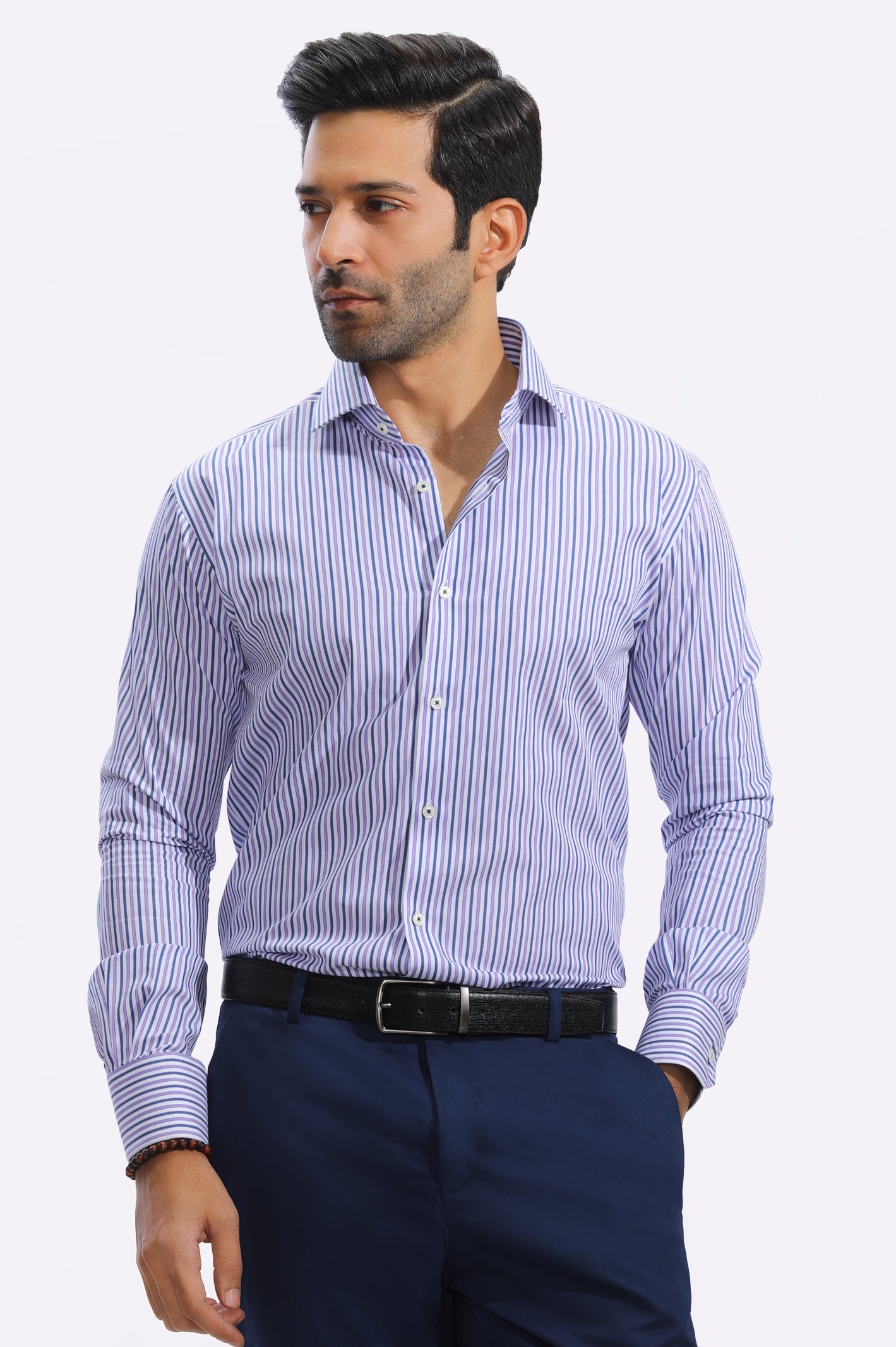 Purple Bengal Stripe Formal Shirt From Diners