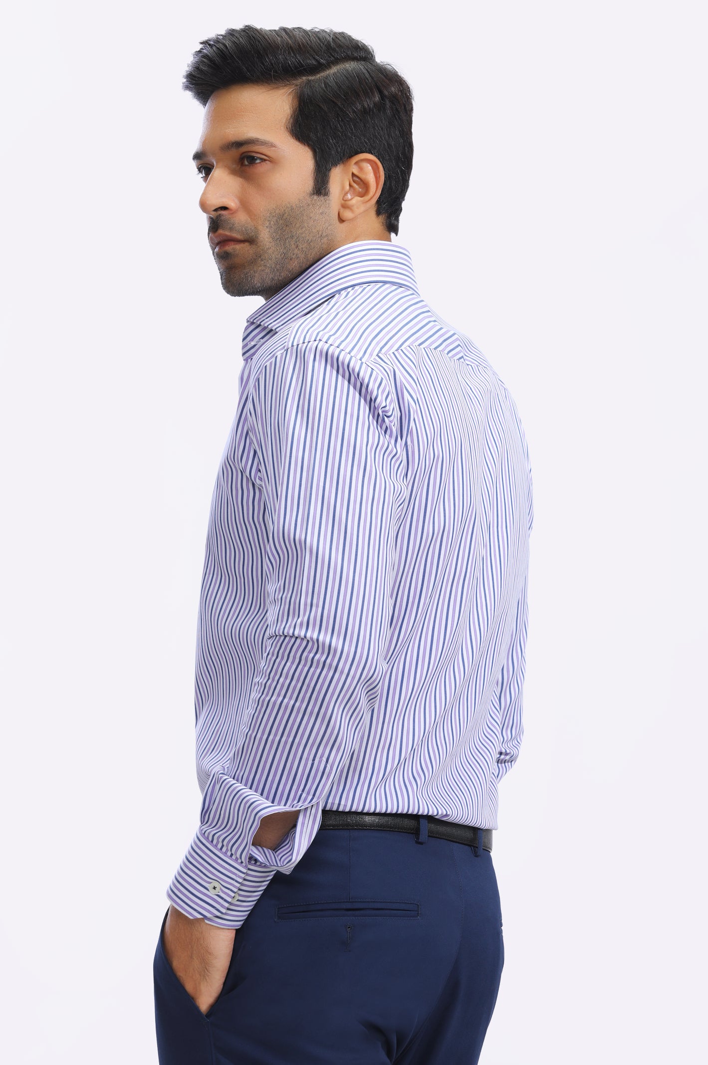 Purple Bengal Stripe Formal Shirt From Diners