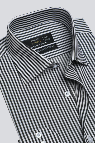 Black Bengal Stripe Formal Shirt From Diners