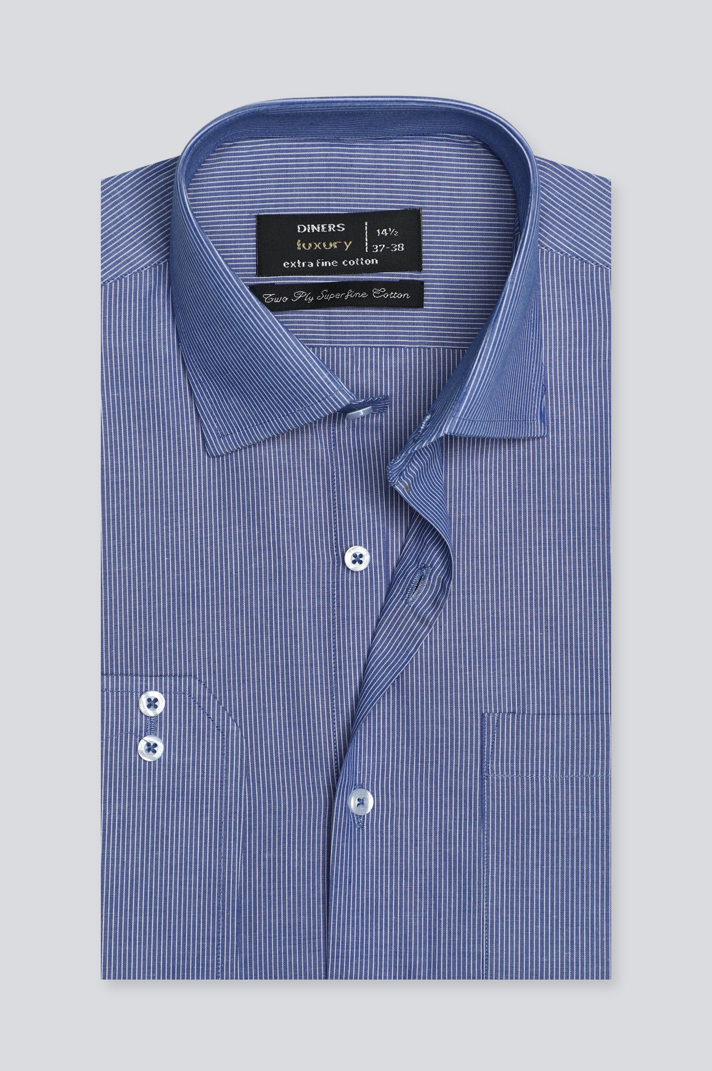 Blue Hairline Stripe Formal Shirt From Diners