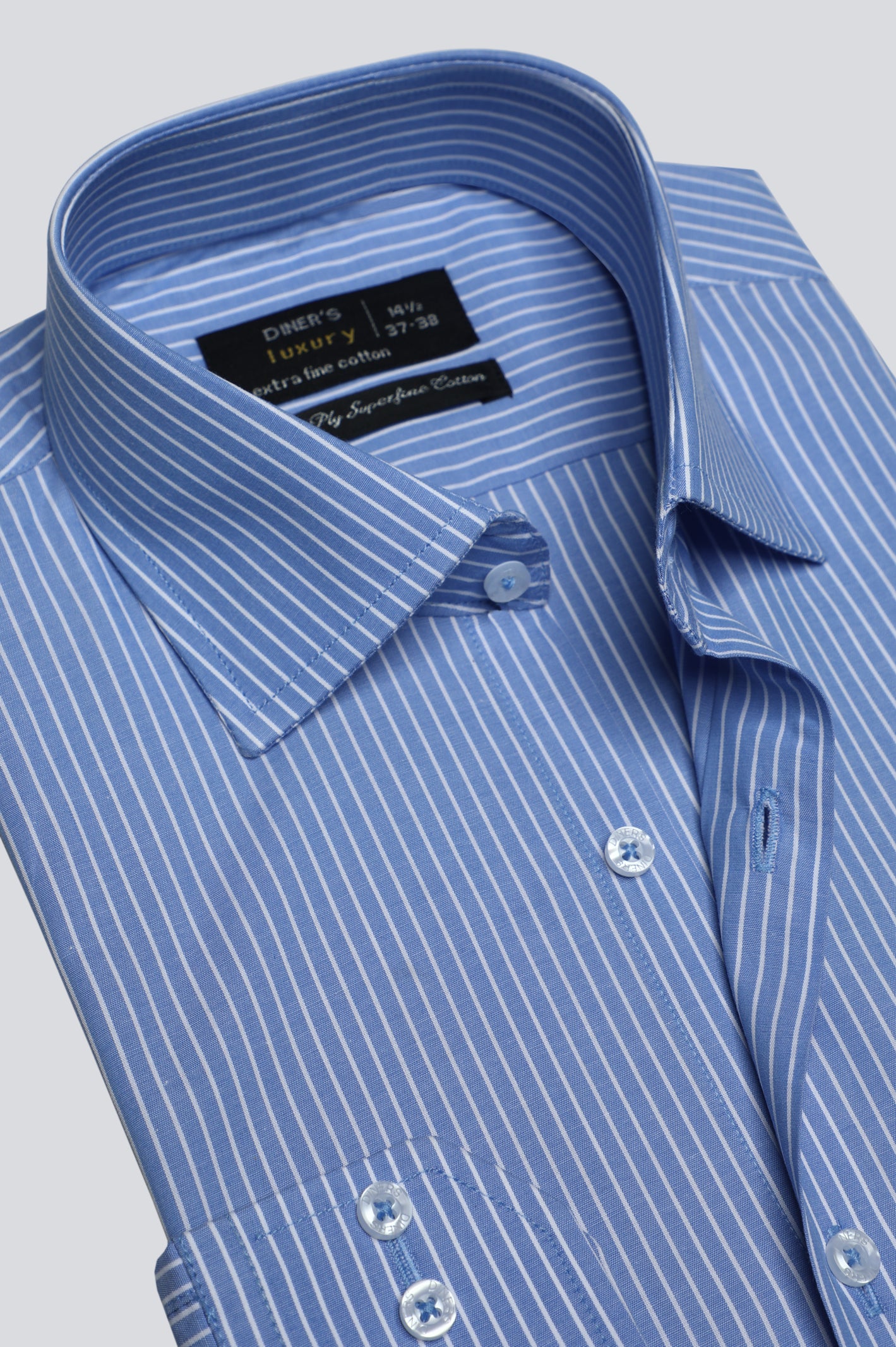 Light Blue Hairline Stripe Formal Shirt From Diners