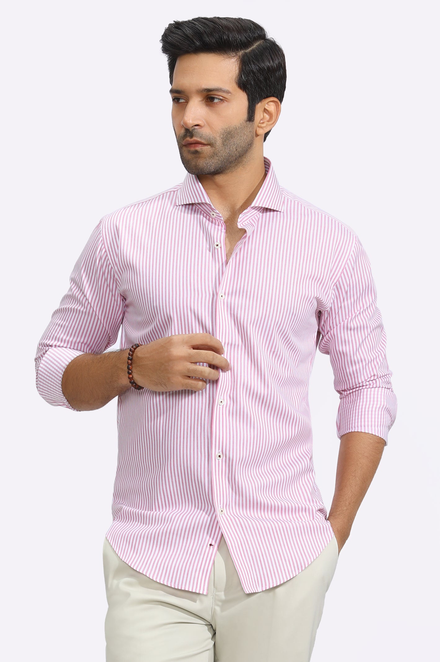 Pink Bengal Stripes Formal Shirt From Diners