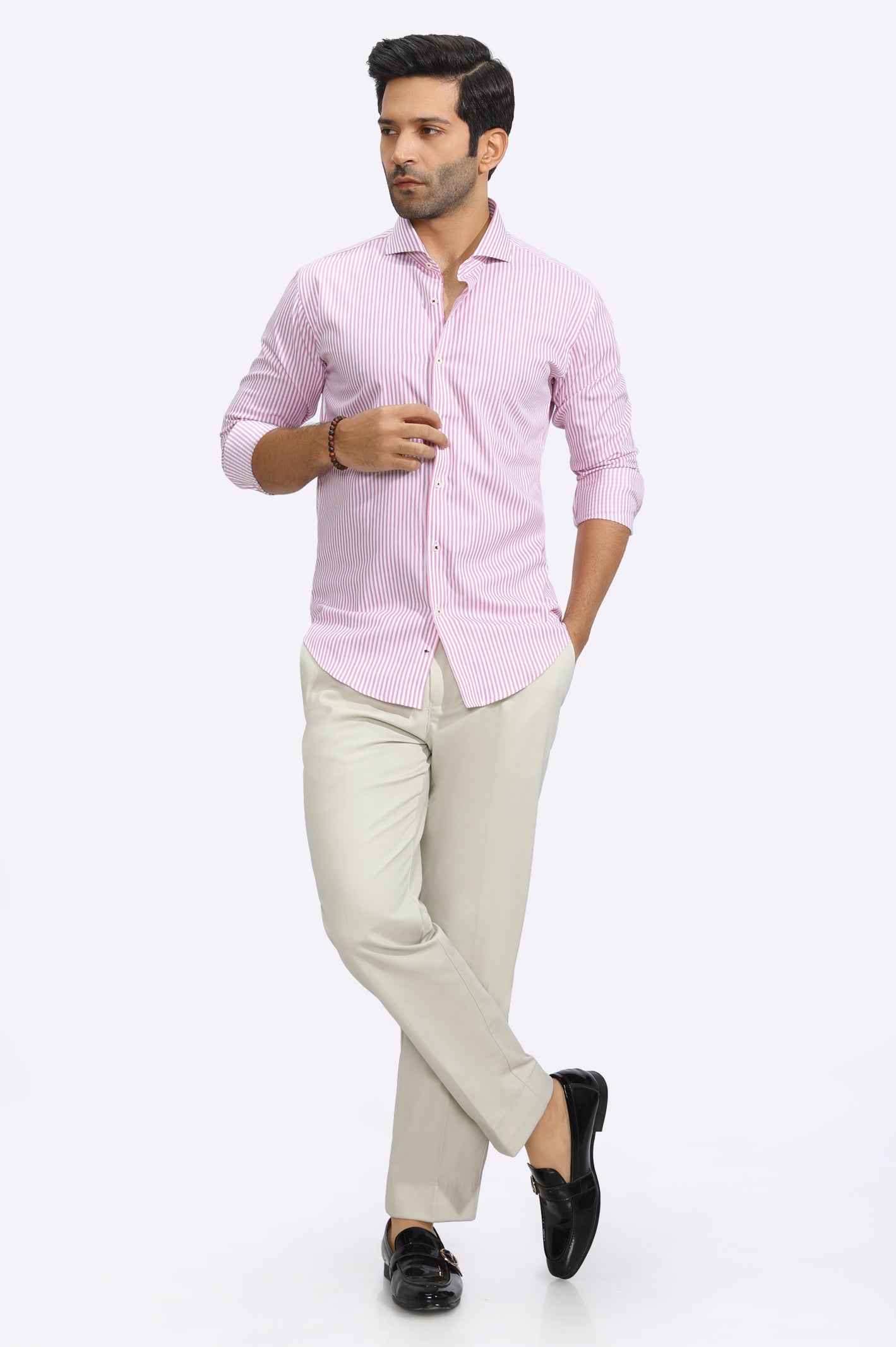 Pink Bengal Stripes Formal Shirt From Diners