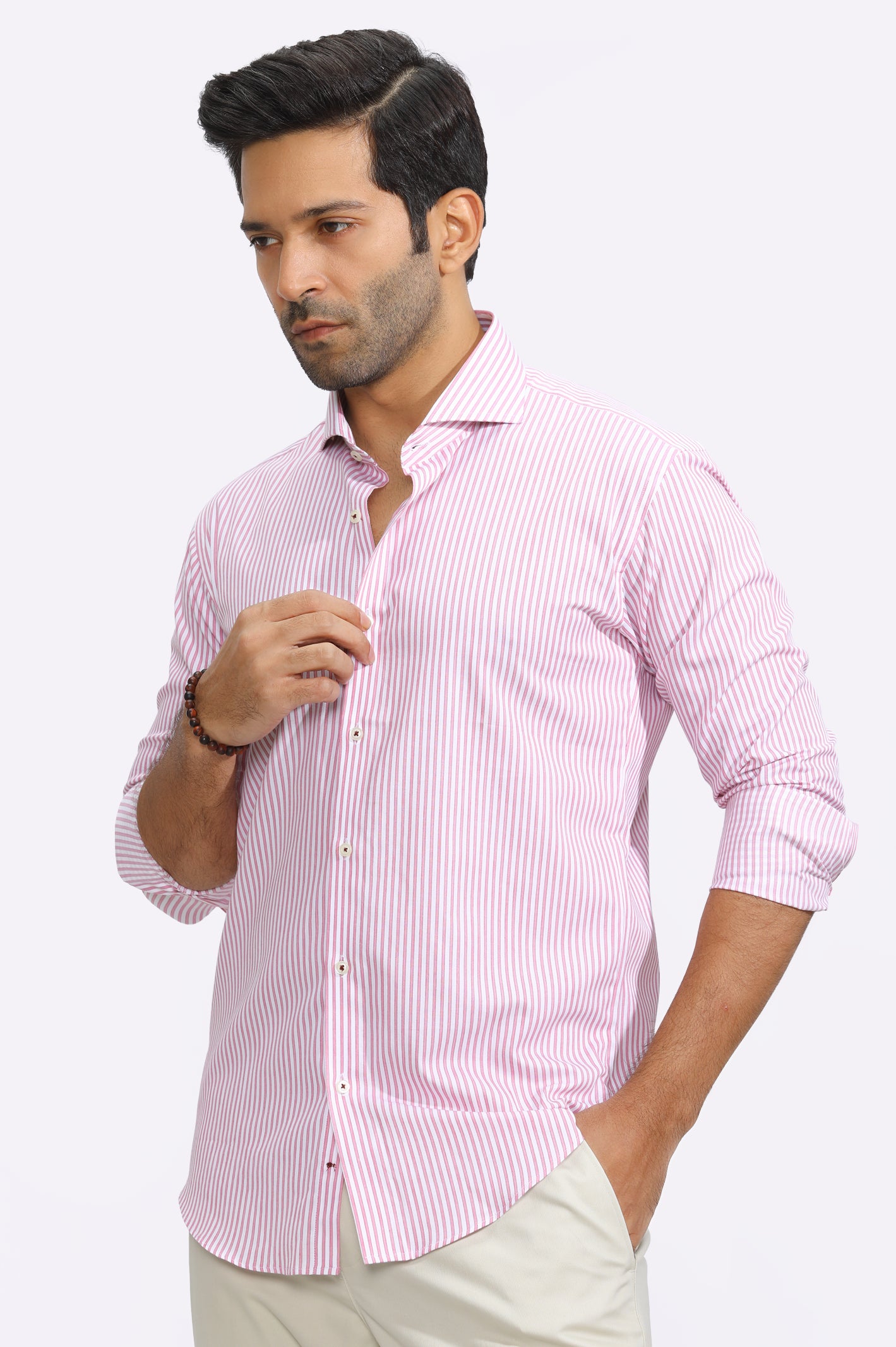 Pink Bengal Stripes Formal Shirt From Diners