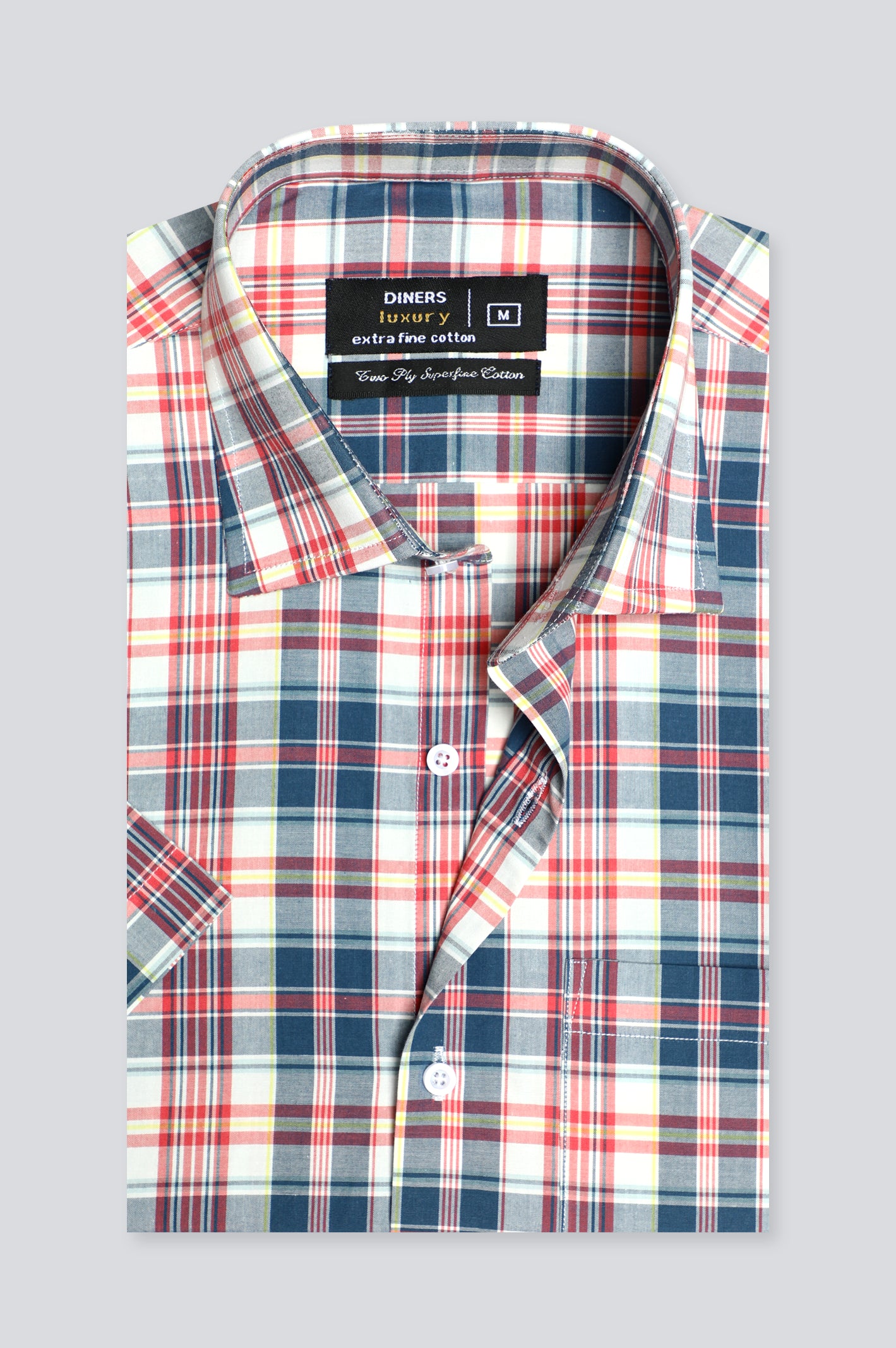 Glen Plaid Check Formal Shirt (Half Sleeve) From Diners