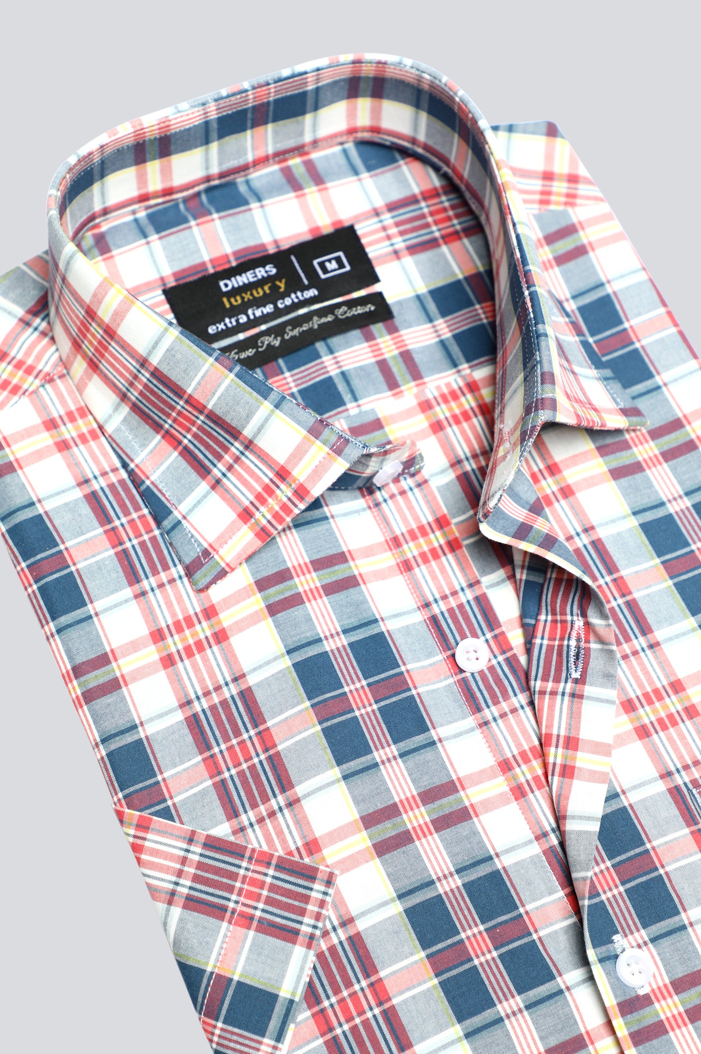 Glen Plaid Check Formal Shirt (Half Sleeve) From Diners