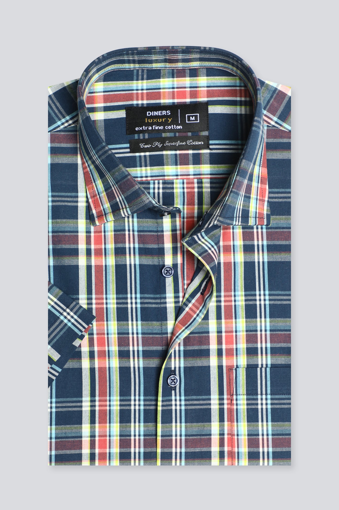Glen Plaid Check Formal Shirt (Half Sleeve) From Diners