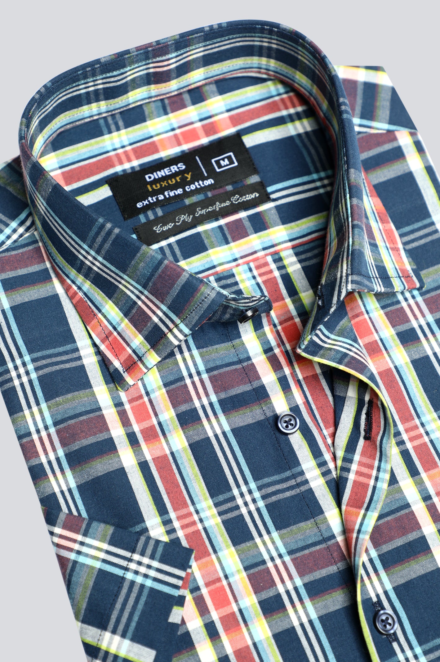 Glen Plaid Check Formal Shirt (Half Sleeve) From Diners