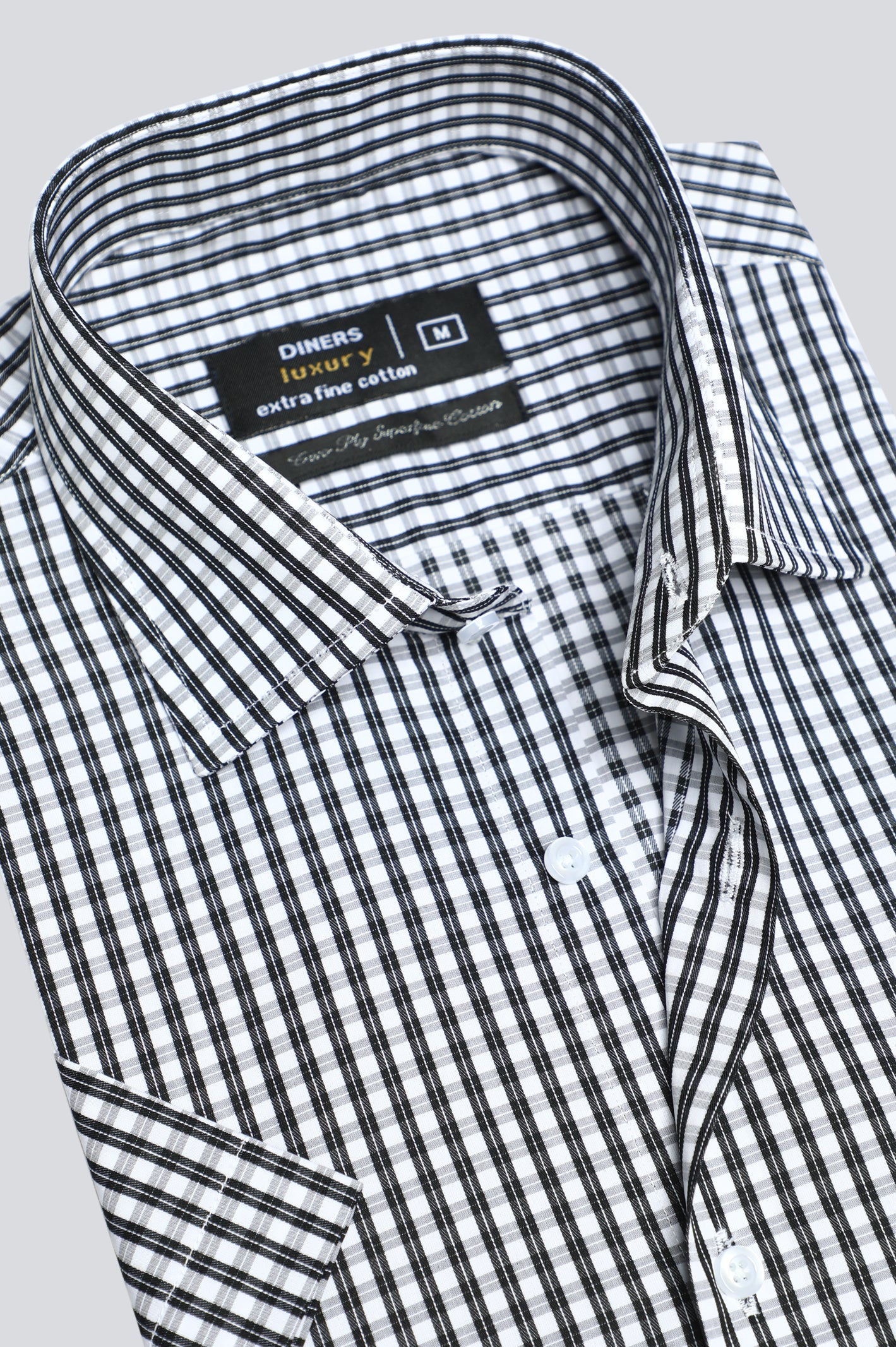 Black Check Formal Shirt (Half Sleeve) From Diners