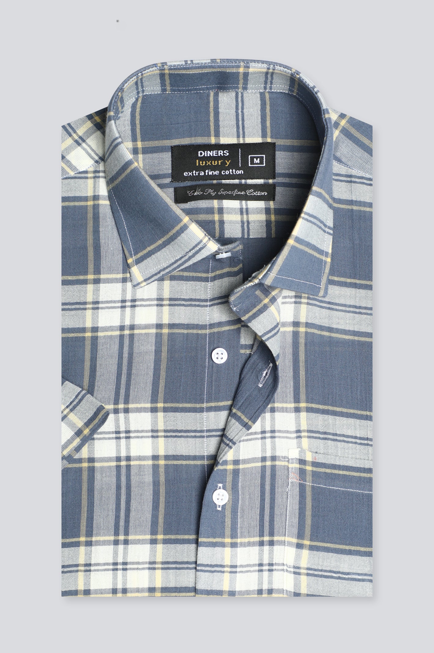 Dark Grey Check Formal Shirt (Half Sleeve) From Diners