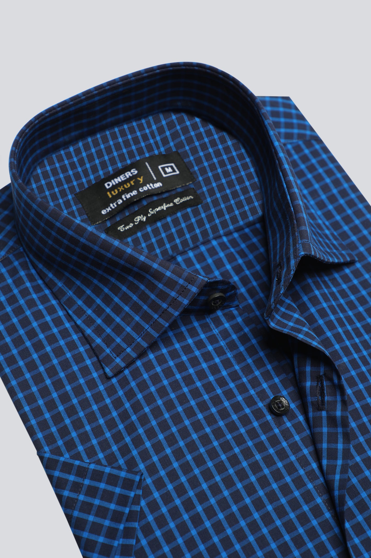 Royal Blue Graph Check Formal Shirt (Half Sleeves) From Diners