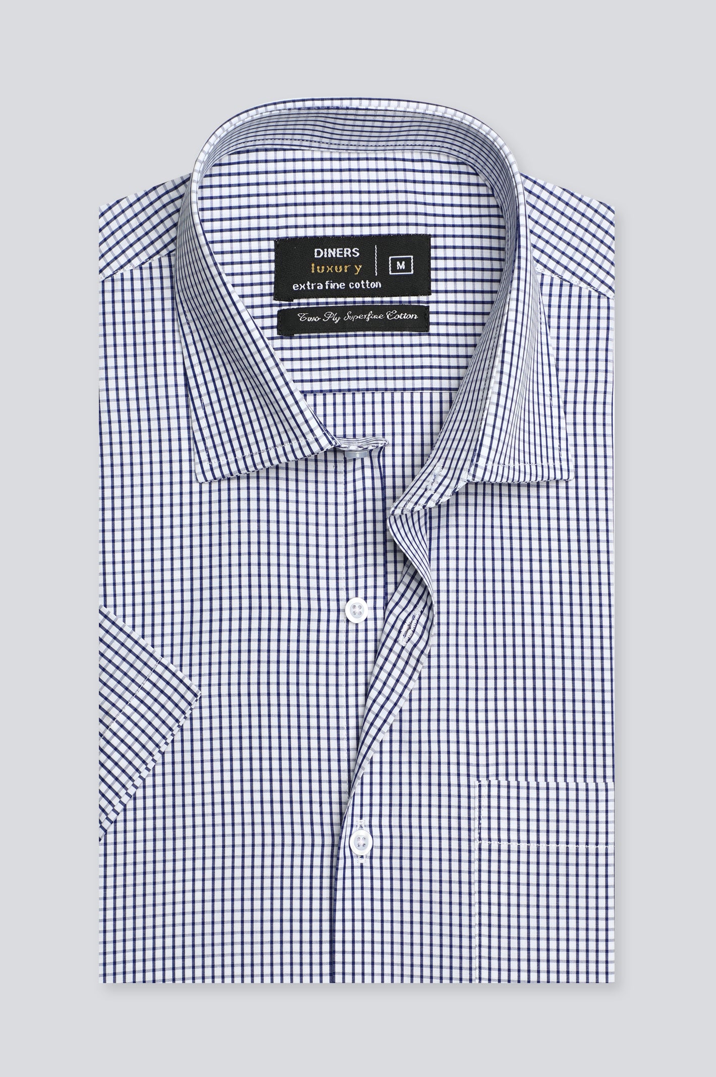 Navy Blue Graph Check Formal Shirt (Half Sleeves) From Diners