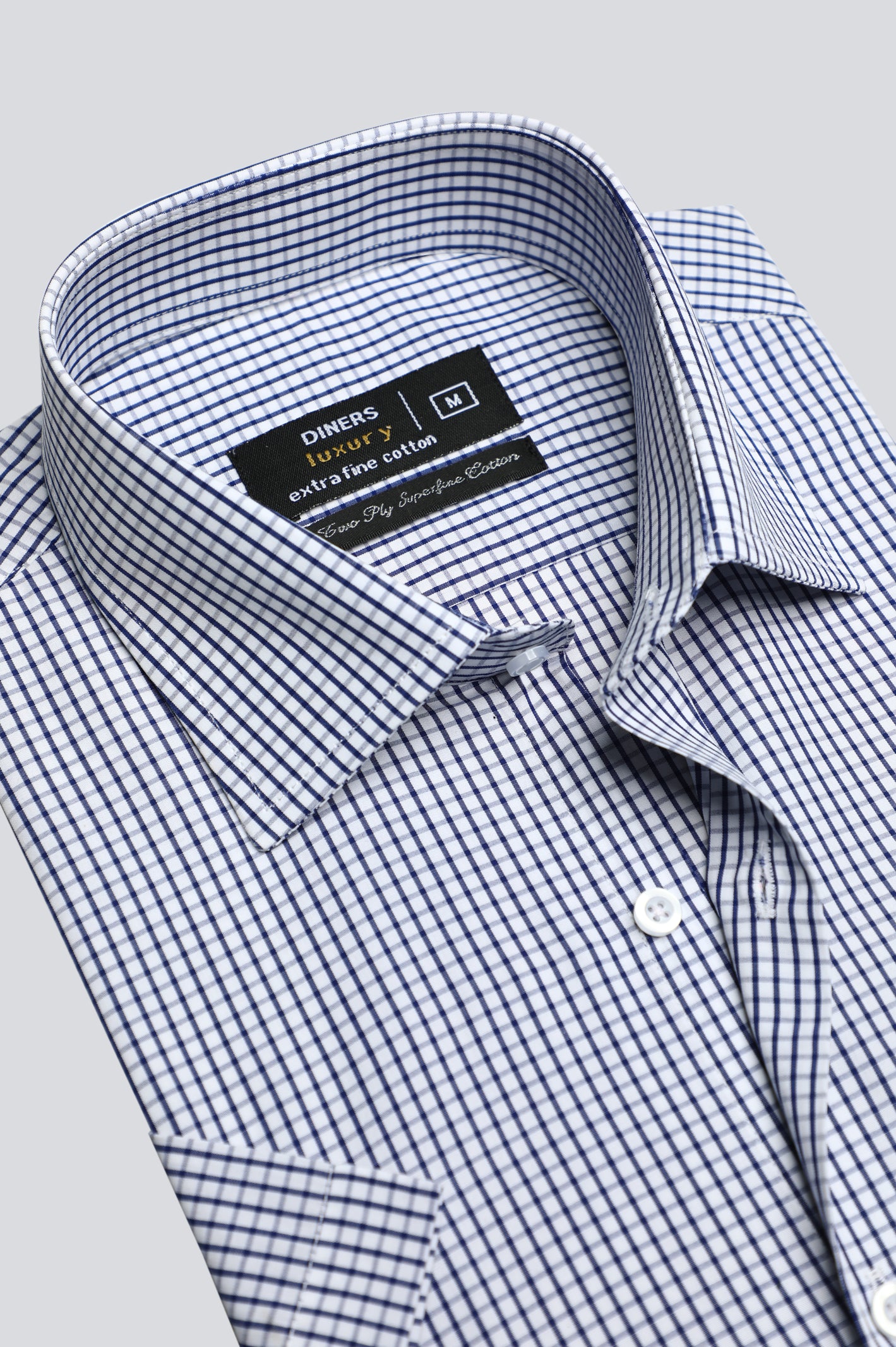 Navy Blue Graph Check Formal Shirt (Half Sleeves) From Diners