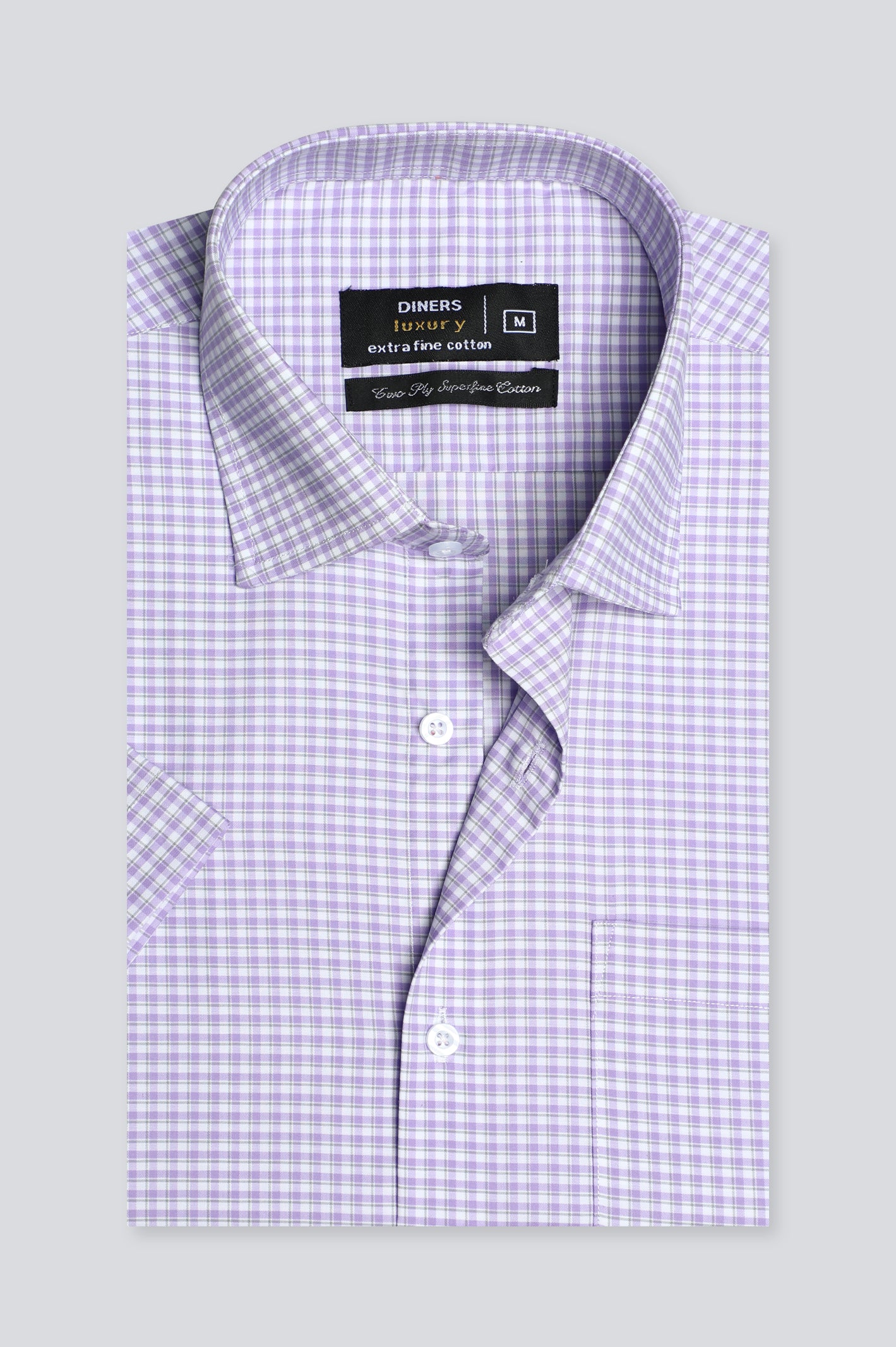 Purple Mini-Check Formal Shirt (Half Sleeve) From Diners