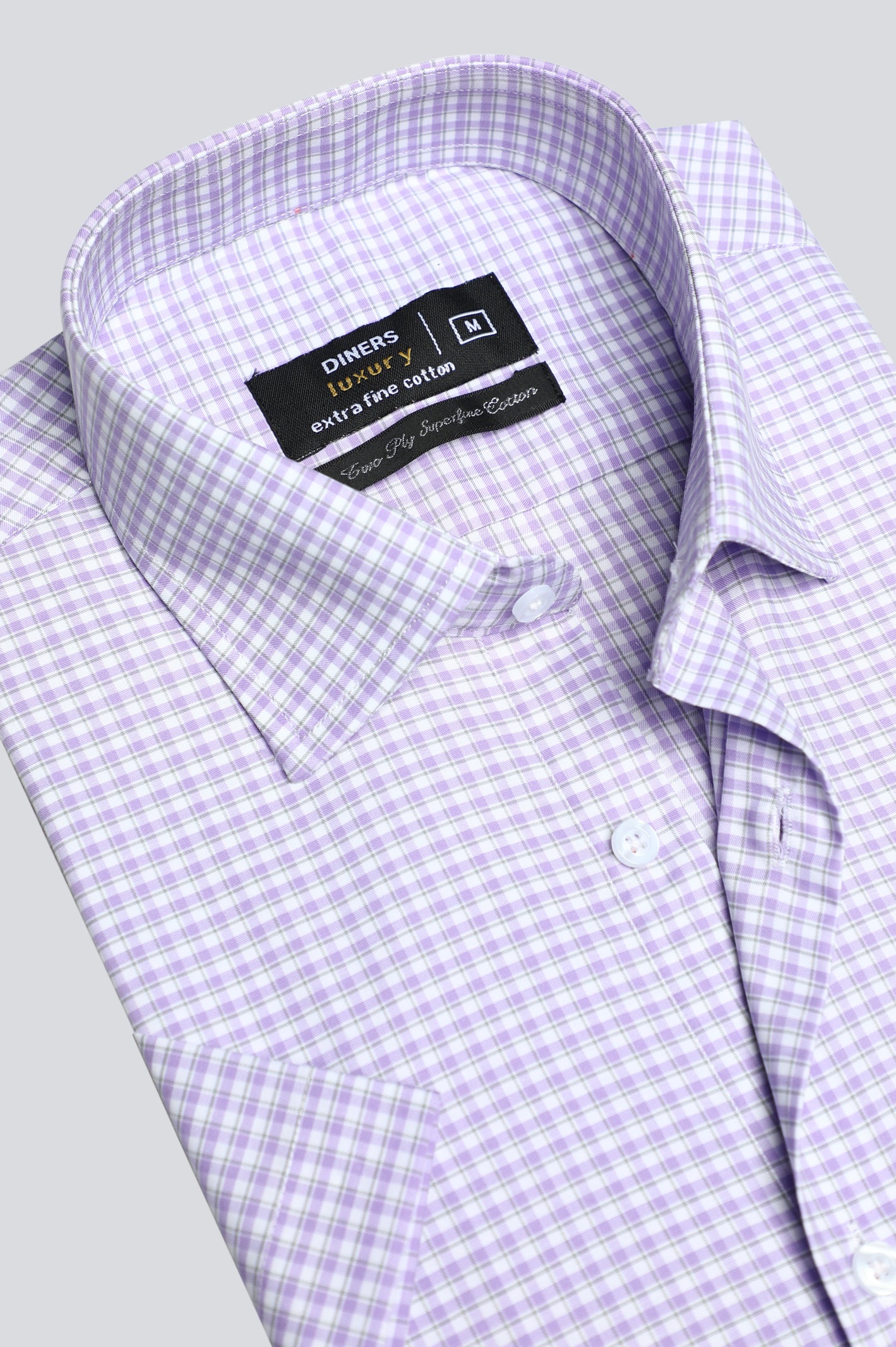 Purple Mini-Check Formal Shirt (Half Sleeve) From Diners