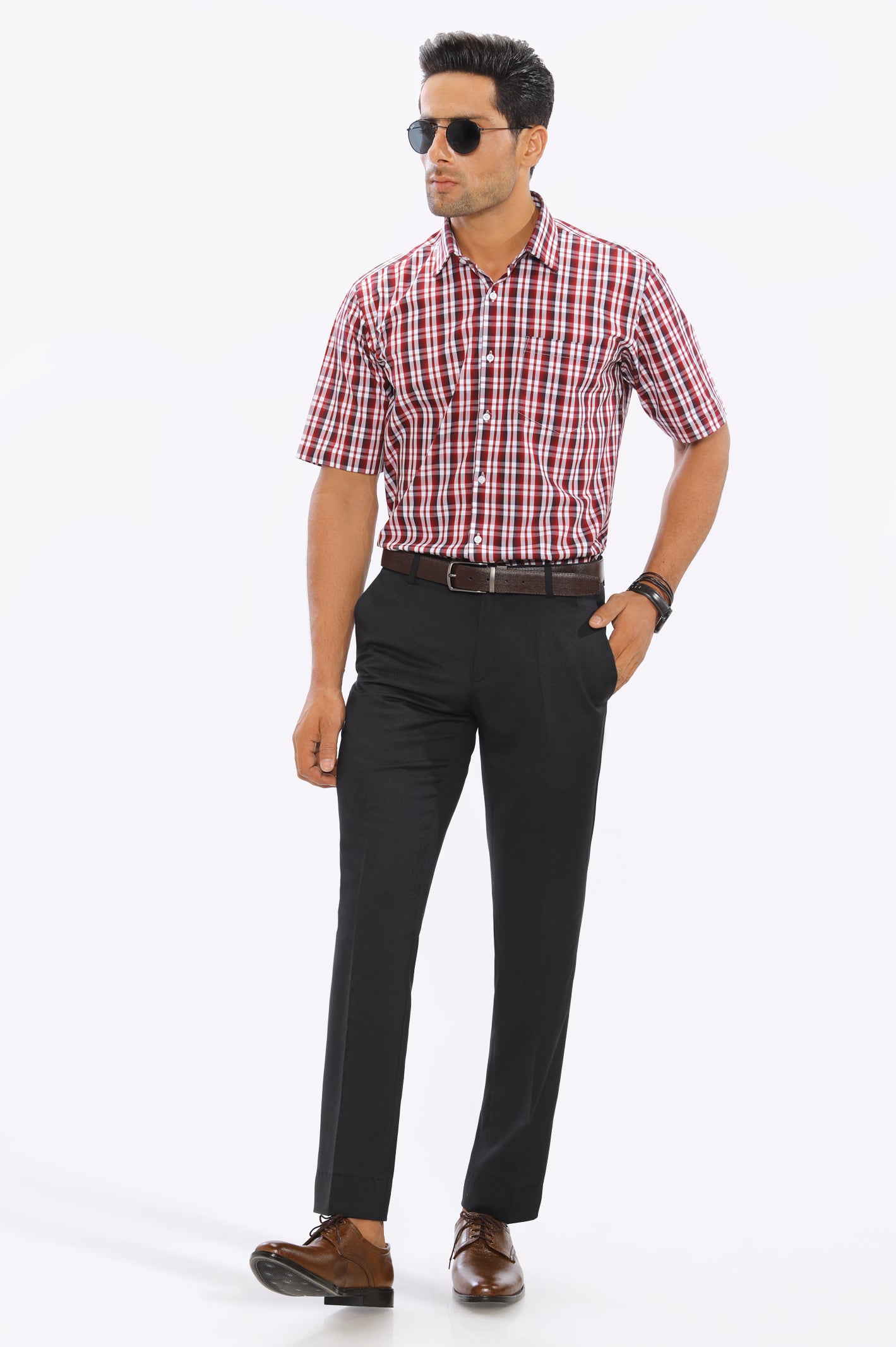 Multicolor Tattersall Check Formal Shirt (Half Sleeve) From Diners