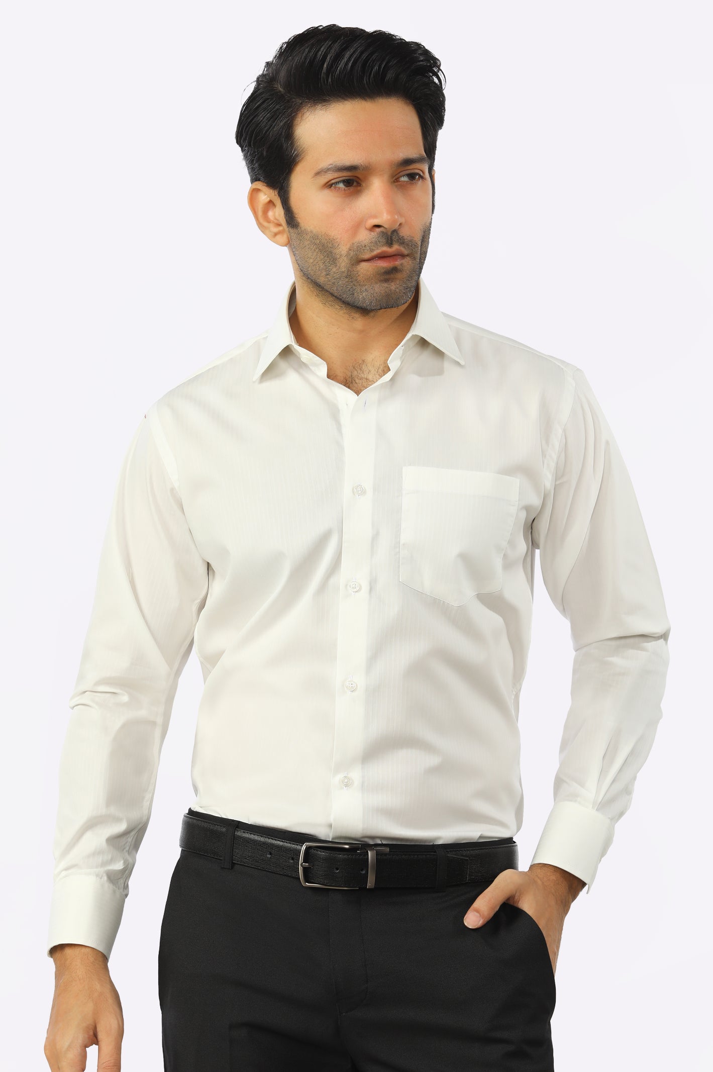 Off White Textured Formal Shirt From Diners