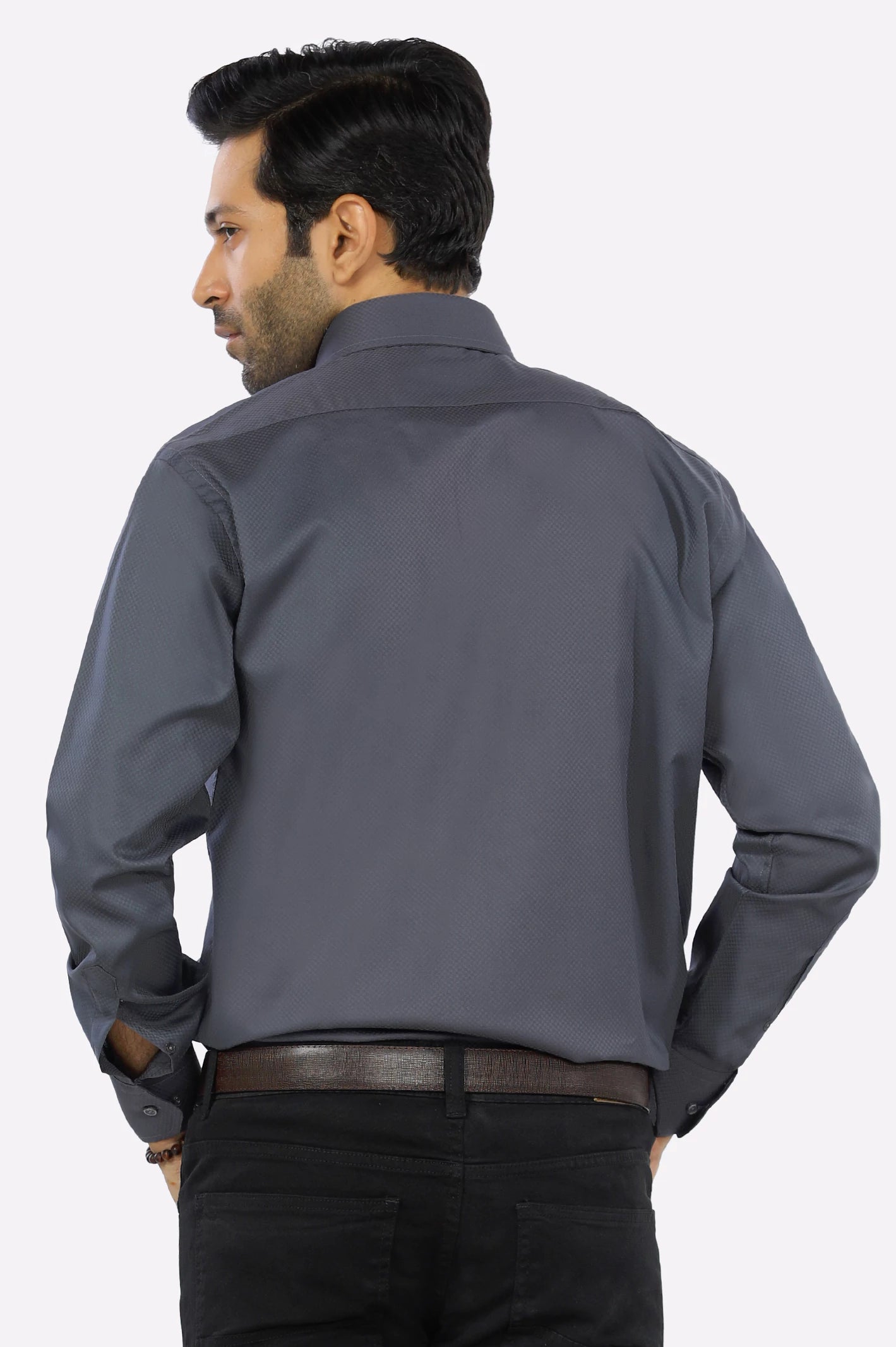 Charcoal Textured Formal Shirt From Diners