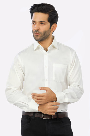 Off White Textured Formal Shirt From Diners