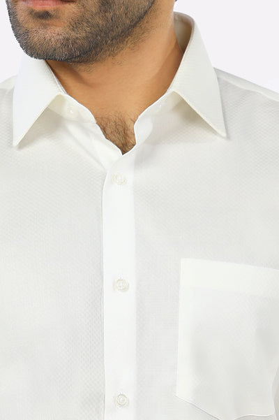 Off White Textured Formal Shirt From Diners