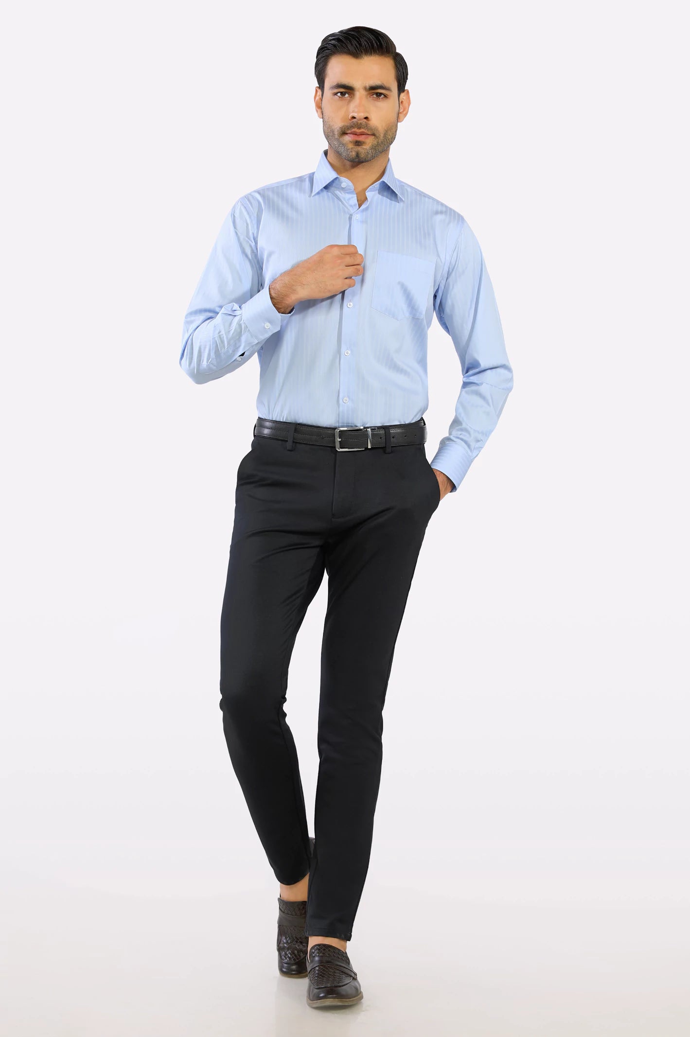 Textured Formal Shirt Sky Blue for Mens