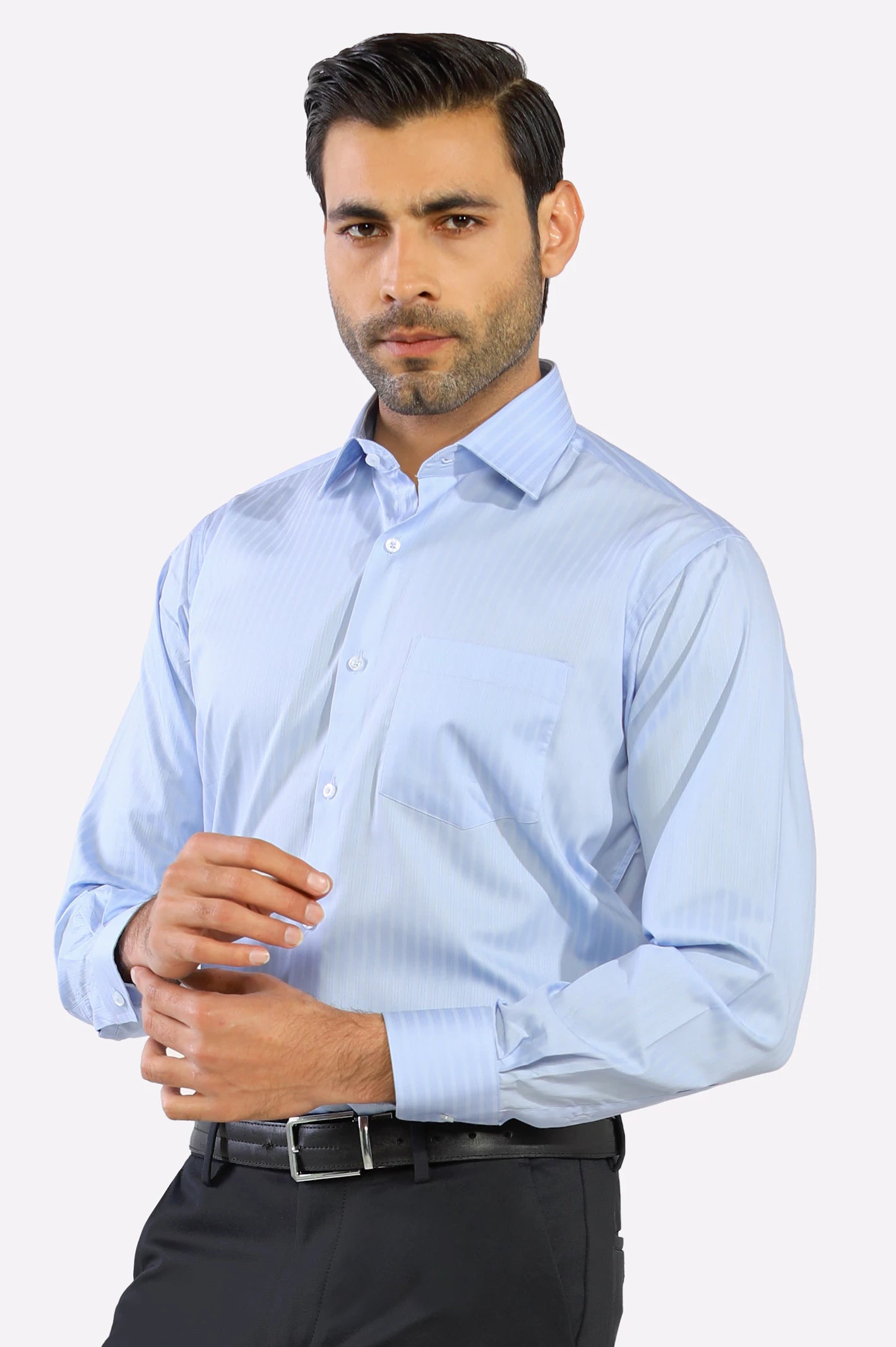 Sky Blue Textured Formal Shirt