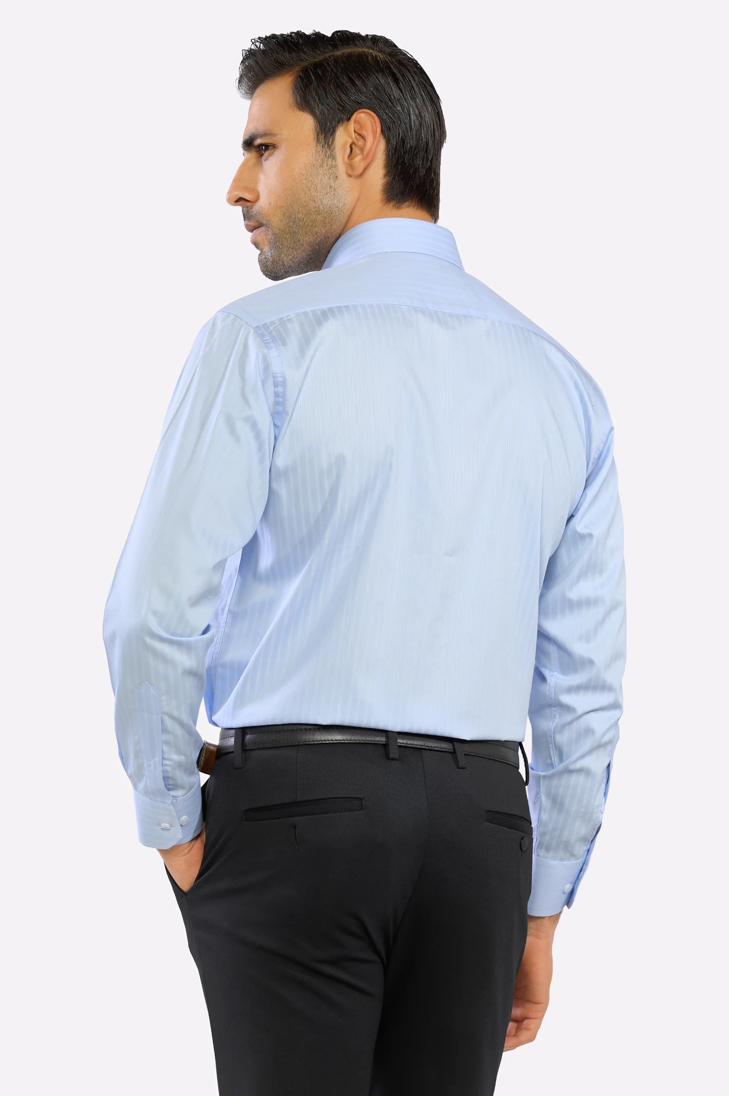 Textured Sky Blue Formal Shirt for Men