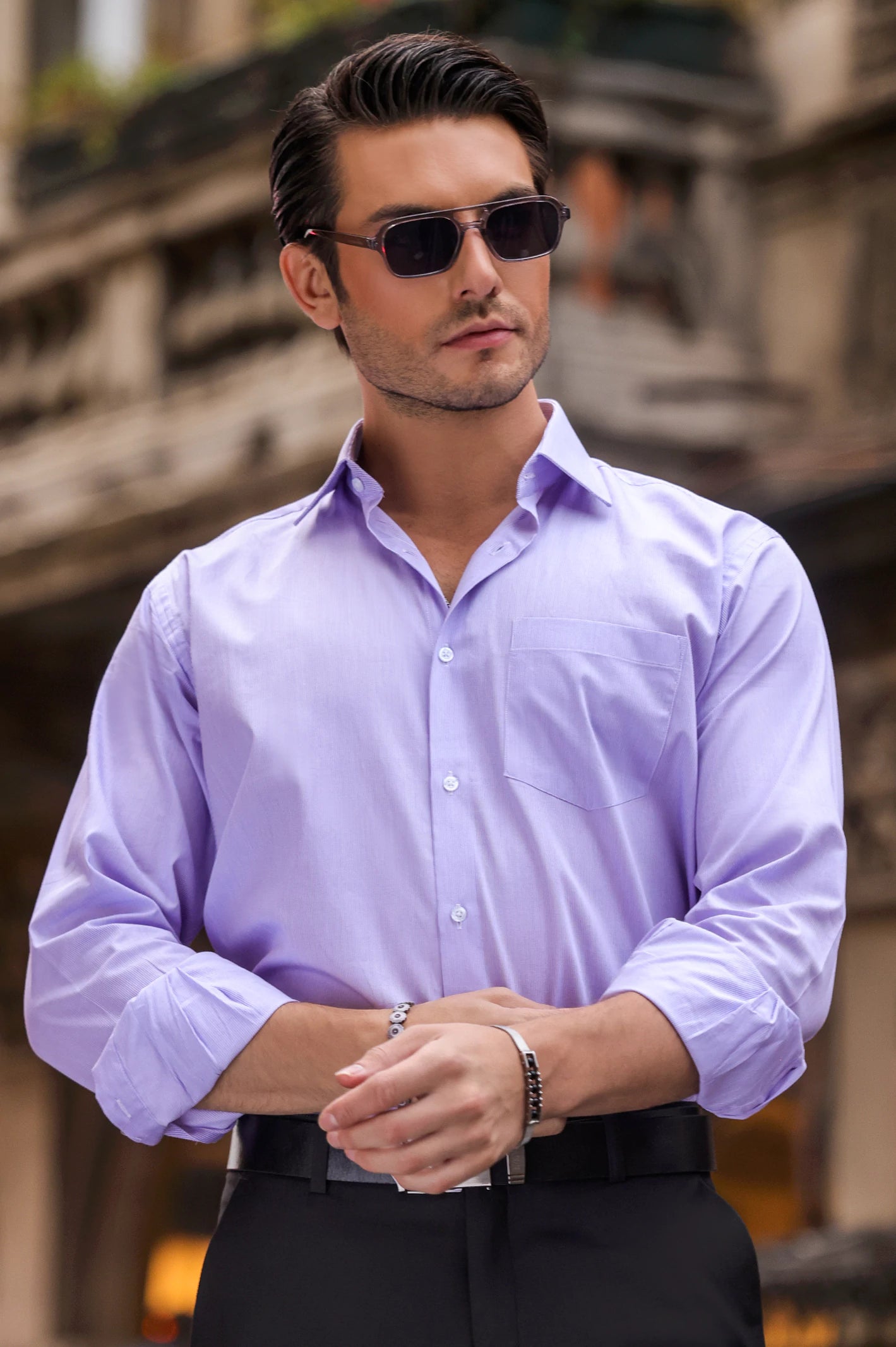 Purple Hairline Stripes Formal Shirt From Diners – Diners Pakistan