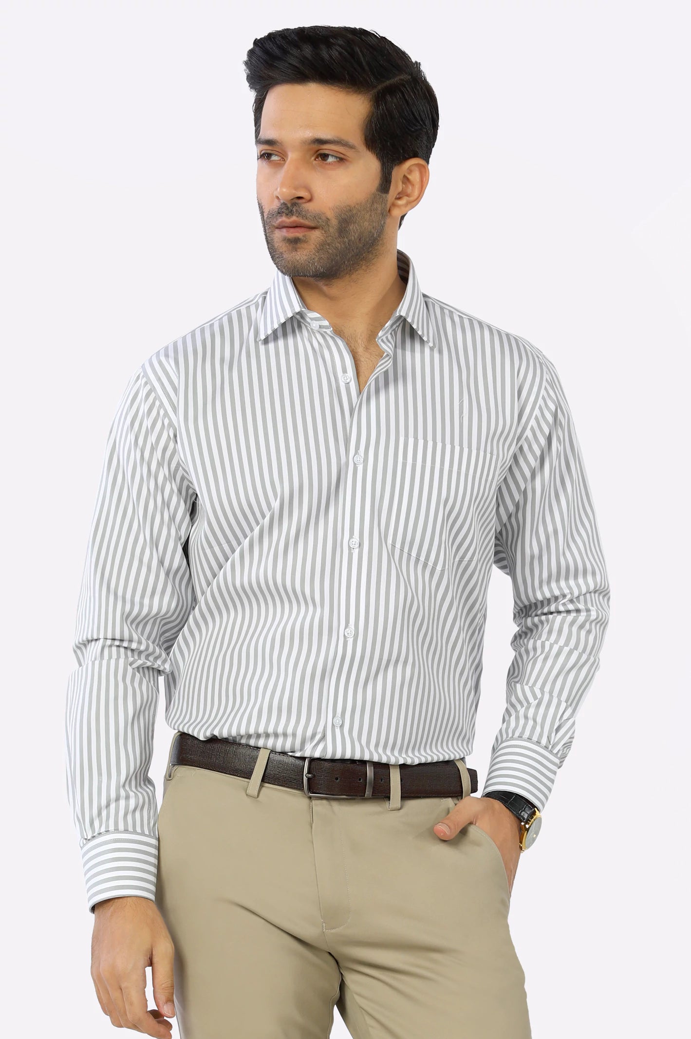 Grey Bengal Stripe Formal Shirt – Diners Pakistan