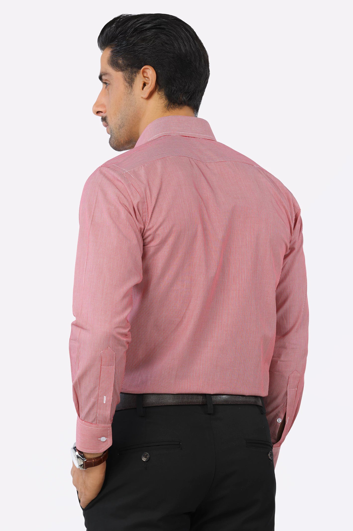 Red Hairline Stripe Formal Shirt From Diners