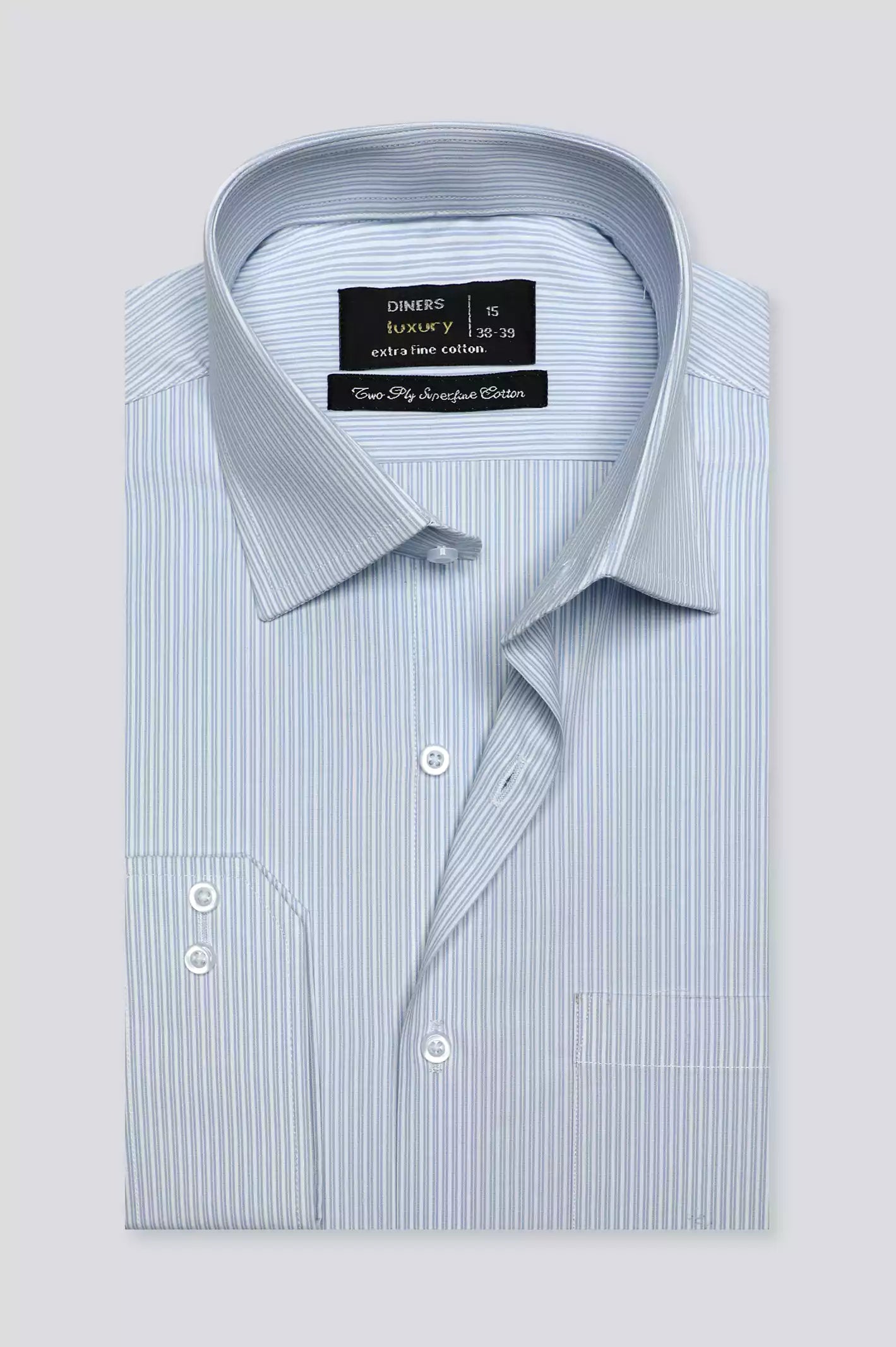 Sky Blue Shadow Stripes Formal Shirt From Diners