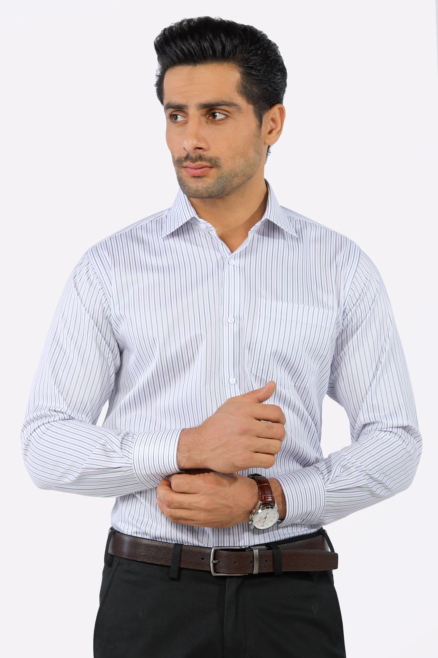 Multicolor Pencil Stripe Formal Shirt From Diners