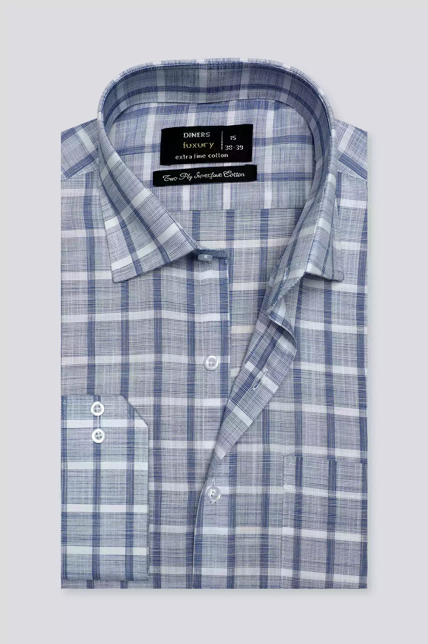 Blue Shepherd Check Formal Shirt From Diners