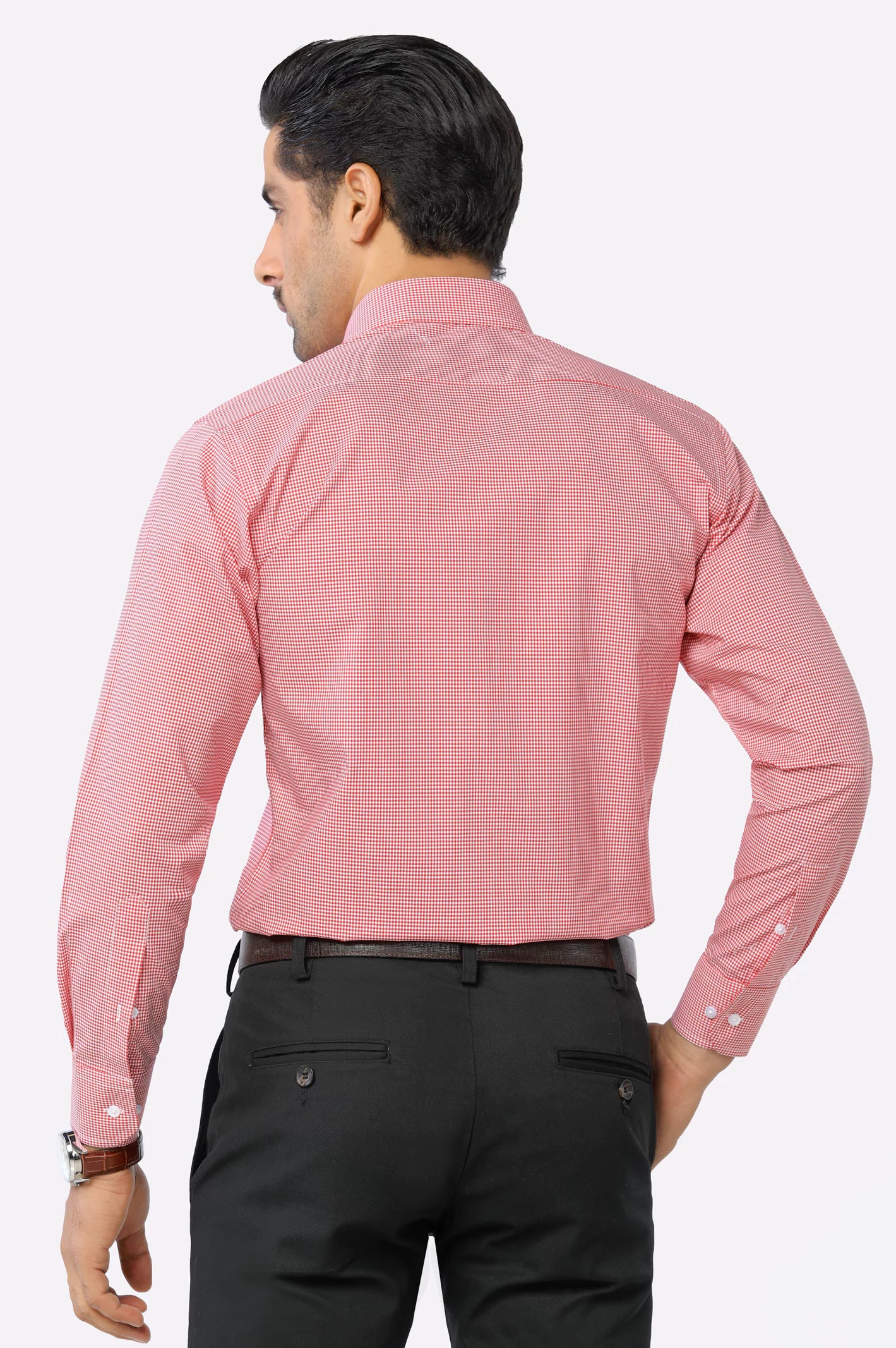 Red Mini-check Formal Shirt From Diners