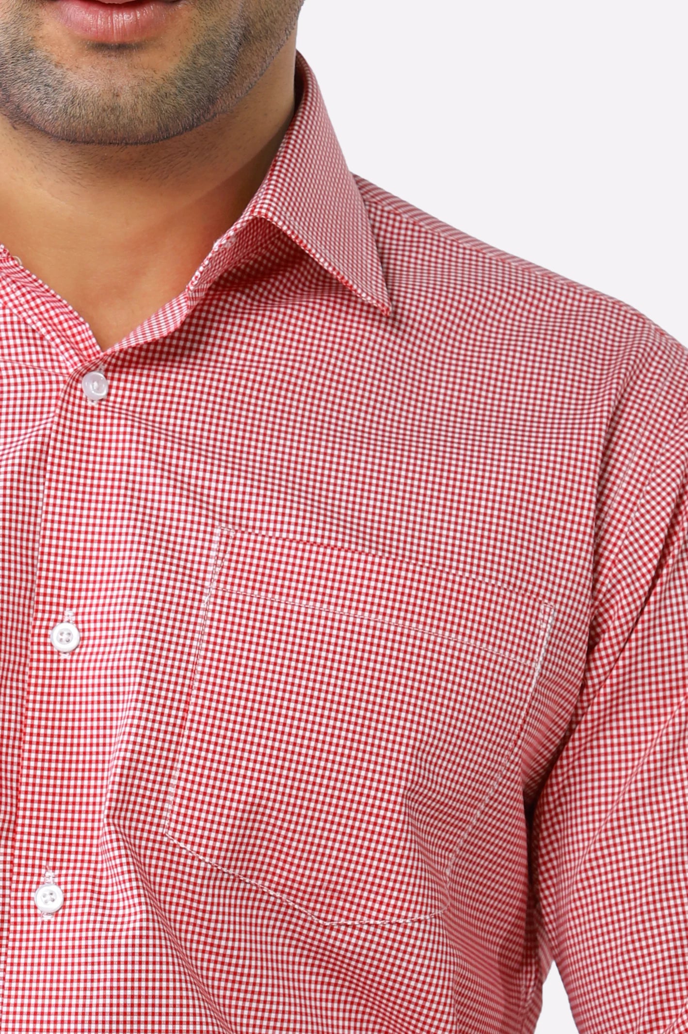 Red Mini-check Formal Shirt From Diners