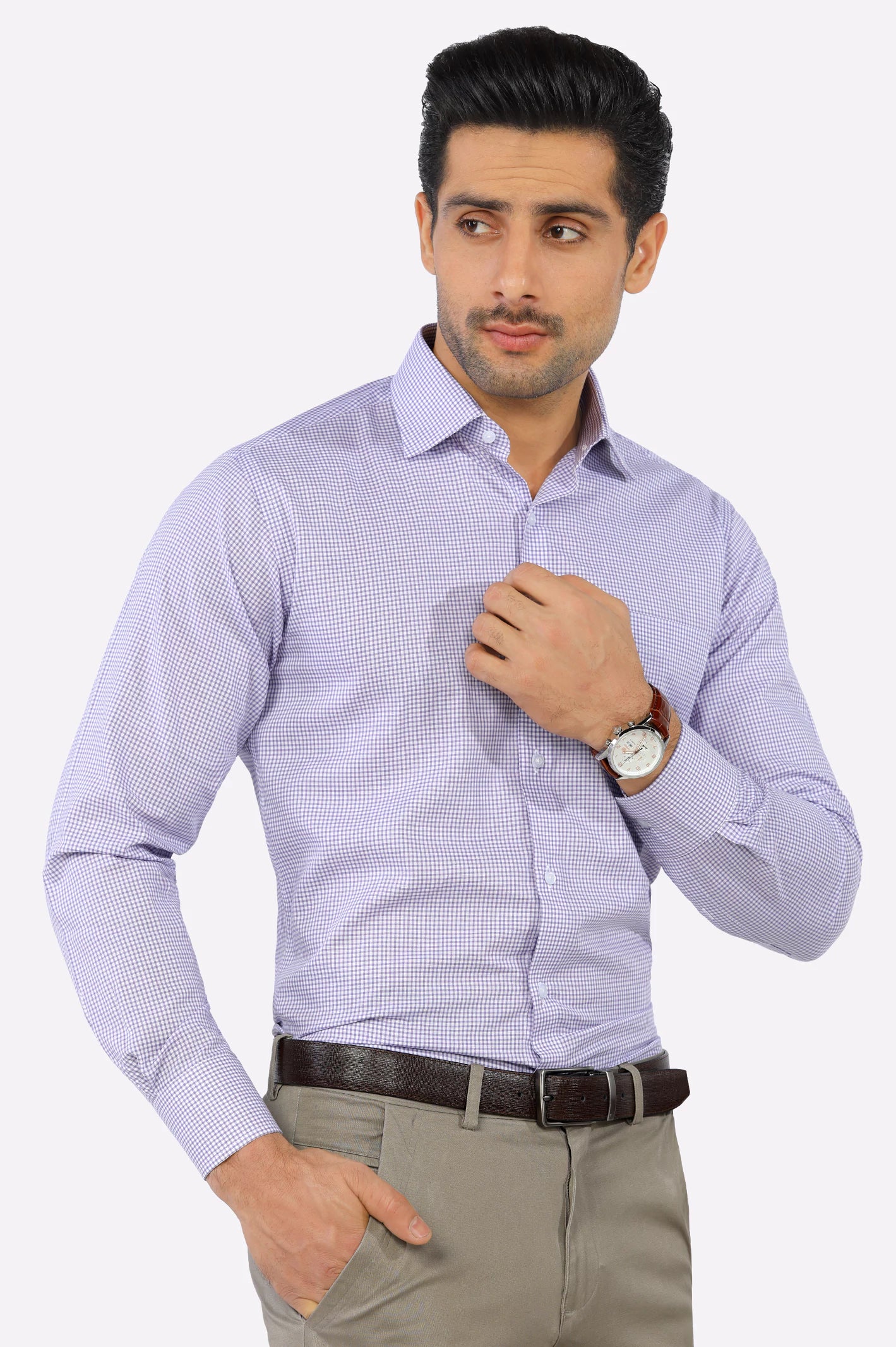 Multicolor Mini-Check Formal Shirt From Diners