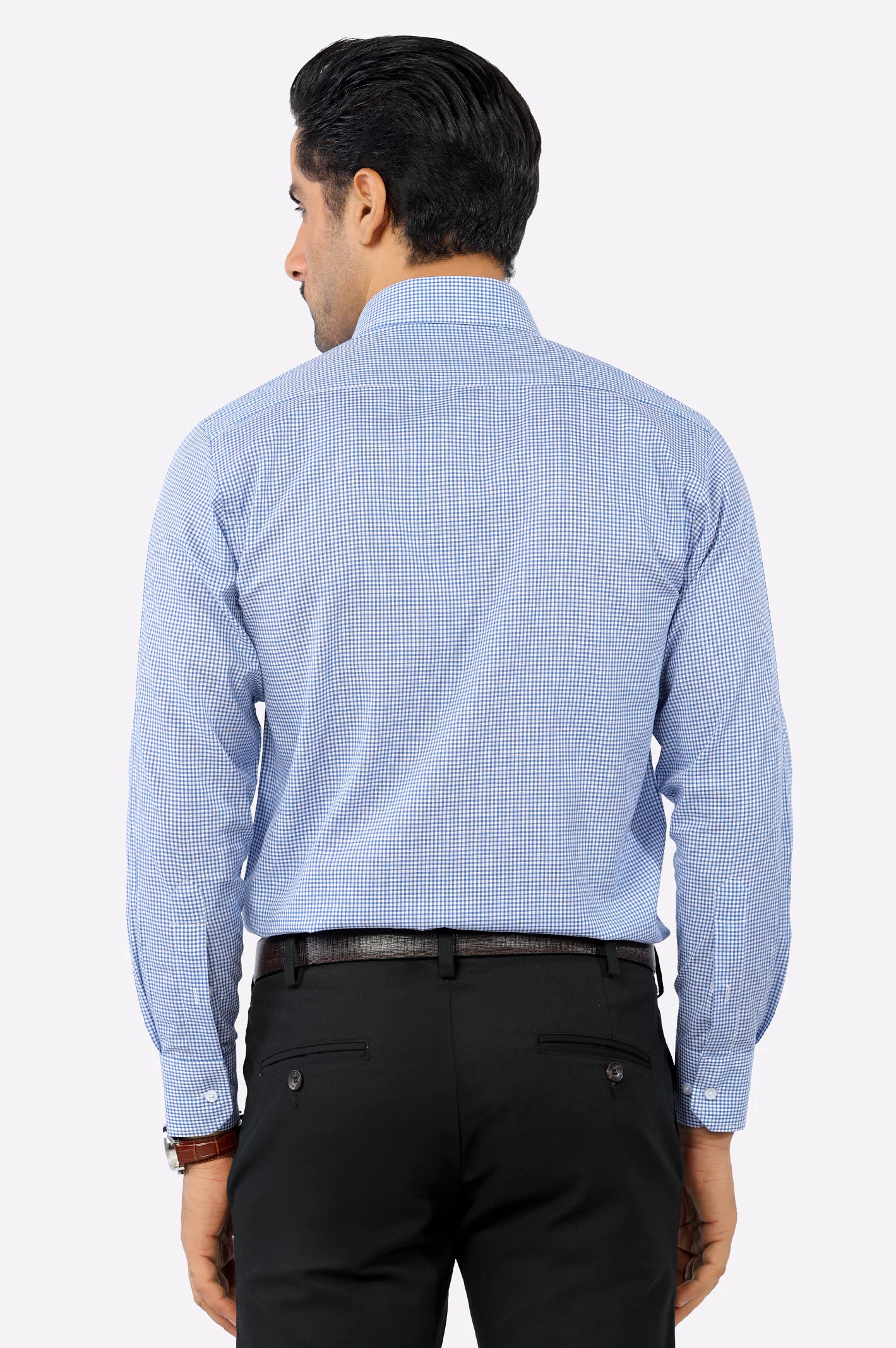 Blue Mini-Check Formal Shirt From Diners